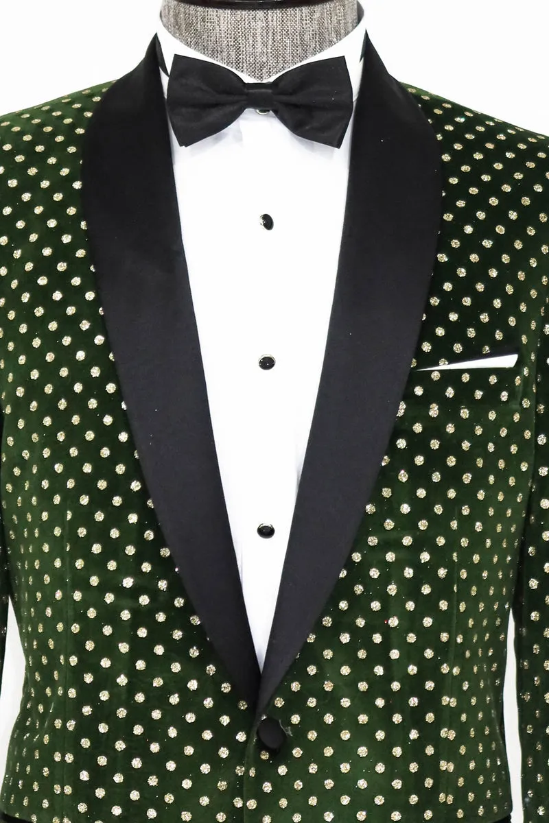 Green with Diamond Pattern Prom Blazer