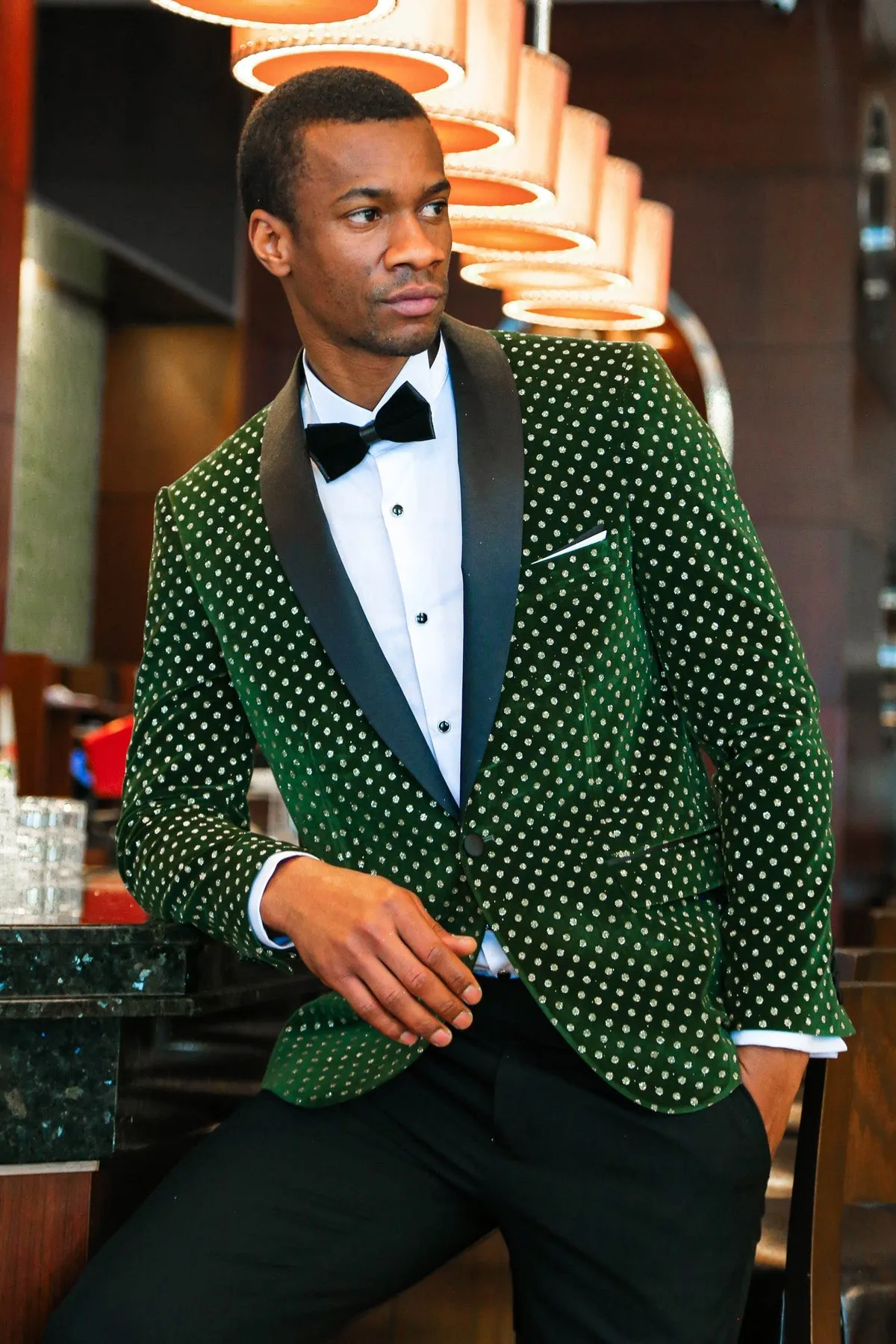 Green with Diamond Pattern Prom Blazer