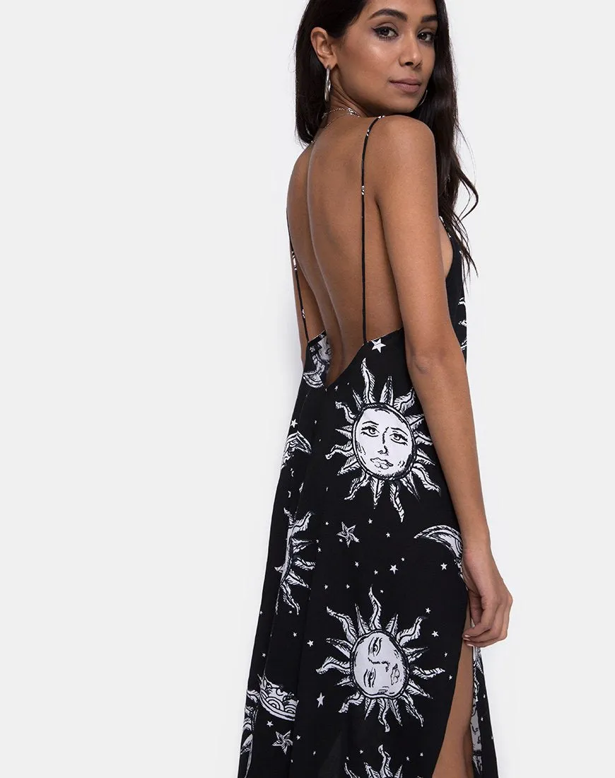 Hime Maxi Dress in Oversize Sun Moon and Stars