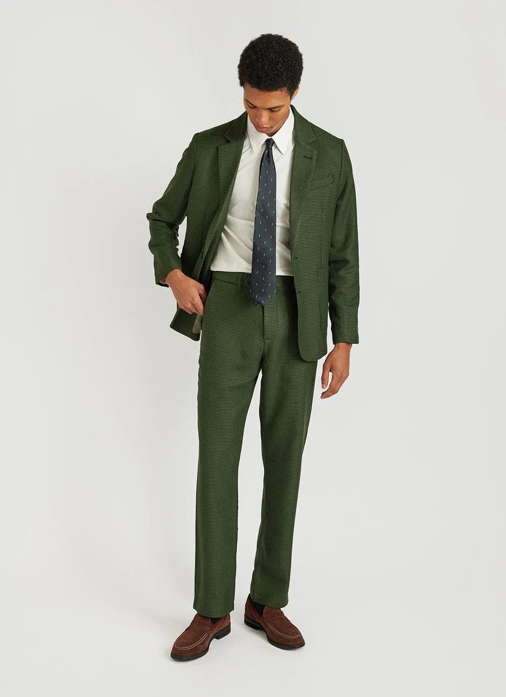 Houndstooth Tailored Blazer | Forest