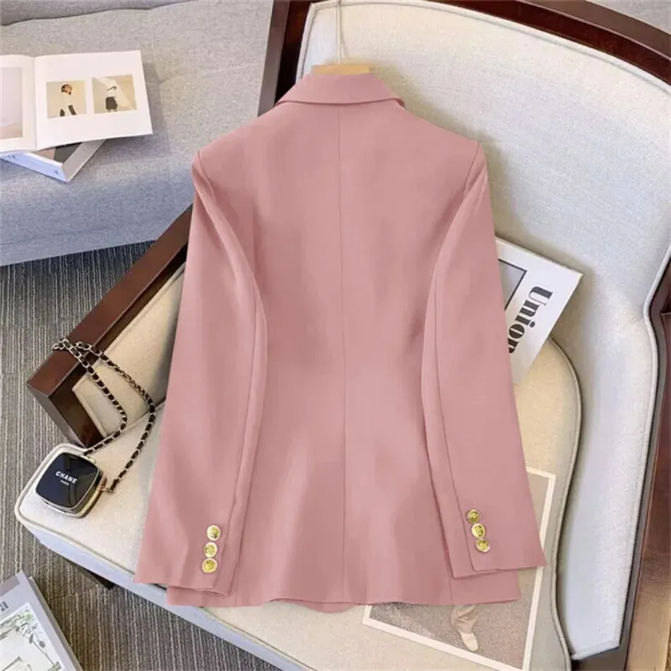 Jackets Blazer Woman Spring Autumn Solid Color Long Sleeve Tailored Collar