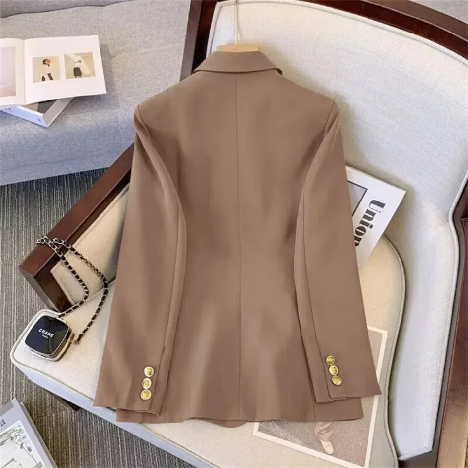 Jackets Blazer Woman Spring Autumn Solid Color Long Sleeve Tailored Collar