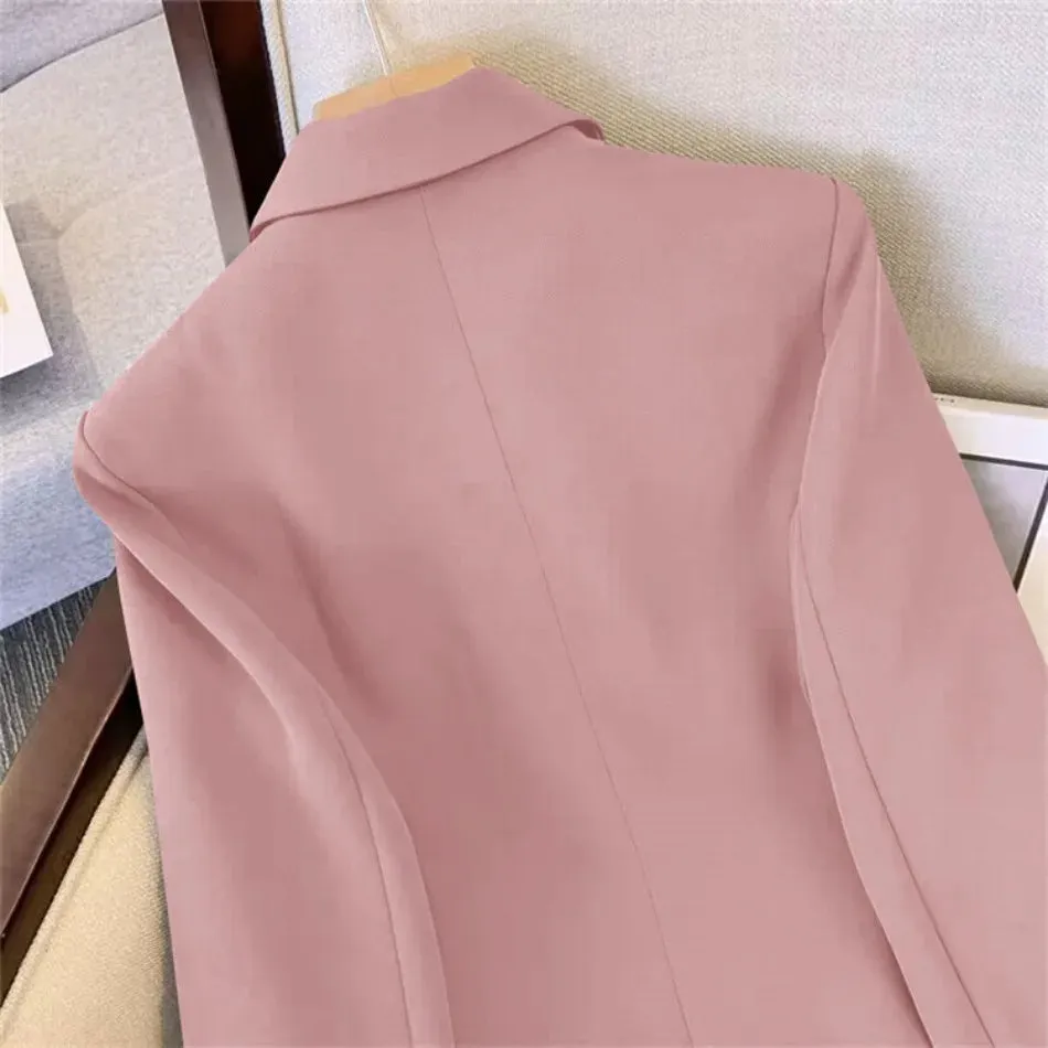 Jackets Blazer Woman Spring Autumn Solid Color Long Sleeve Tailored Collar