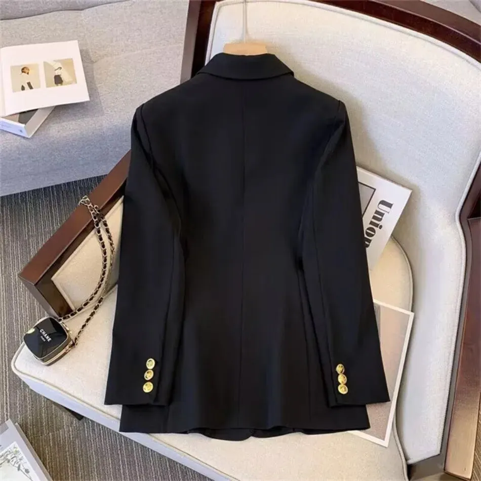 Jackets Blazer Woman Spring Autumn Solid Color Long Sleeve Tailored Collar