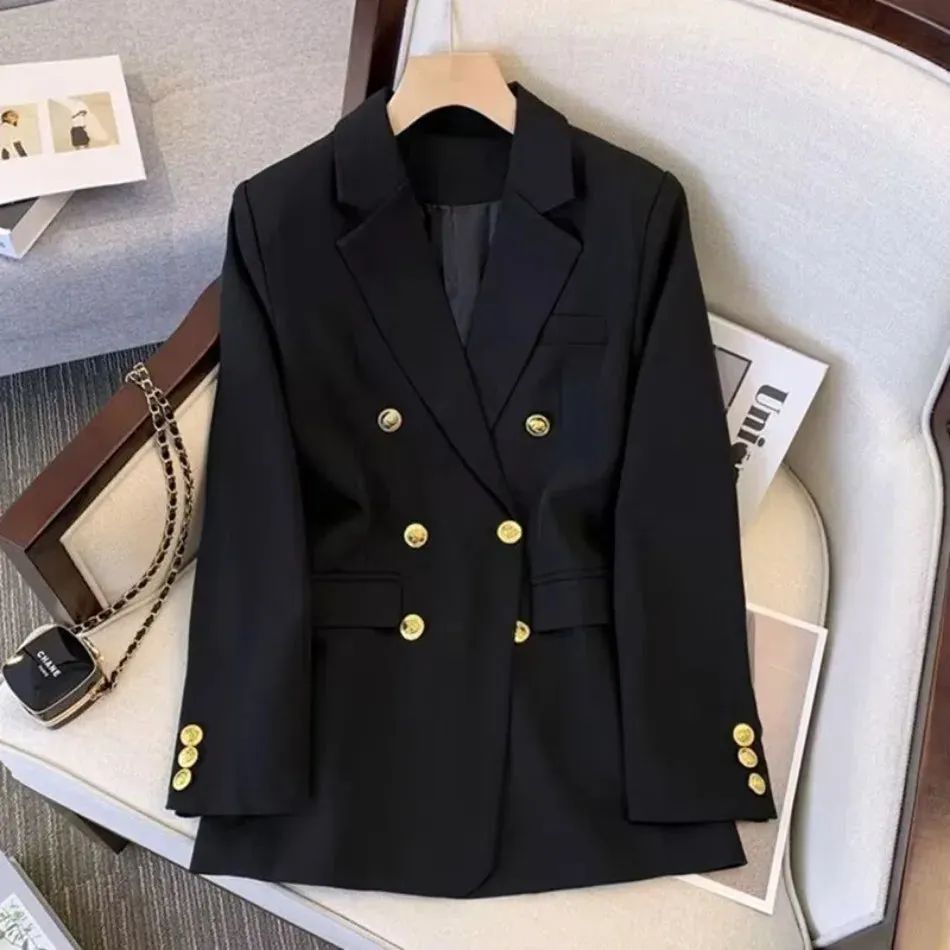 Jackets Blazer Woman Spring Autumn Solid Color Long Sleeve Tailored Collar