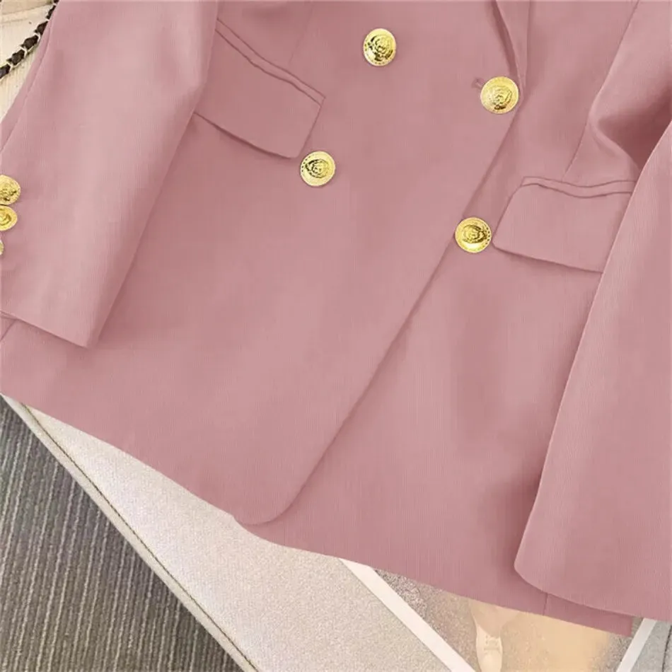 Jackets Blazer Woman Spring Autumn Solid Color Long Sleeve Tailored Collar