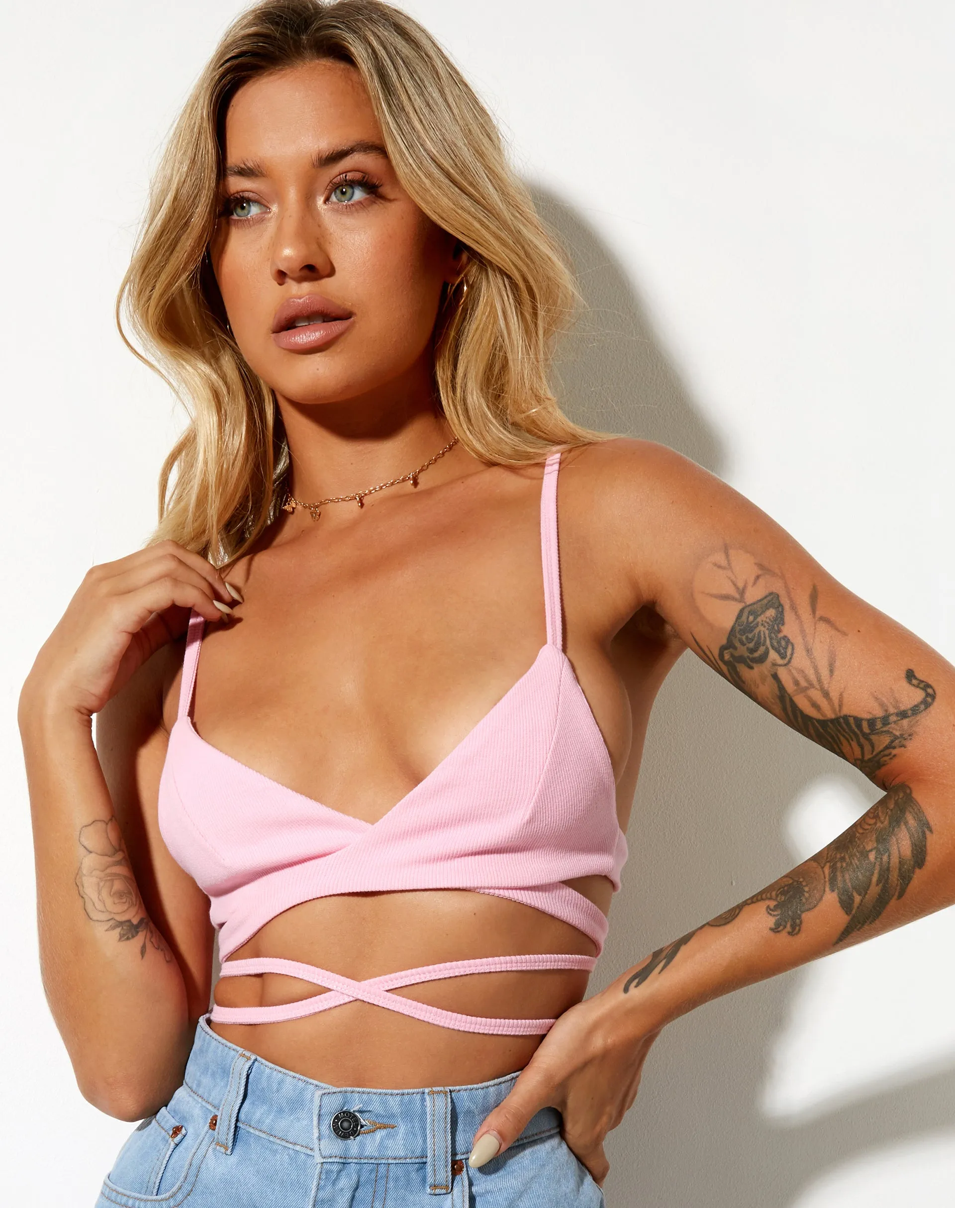 Jamaria Bralette Top in Baby Pink