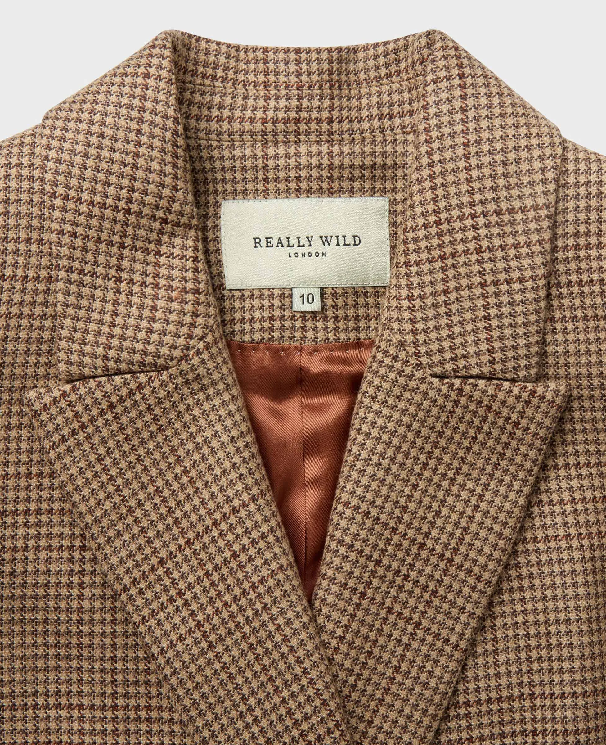 Lennox Double Breasted Houndstooth Wool Blend Jacket