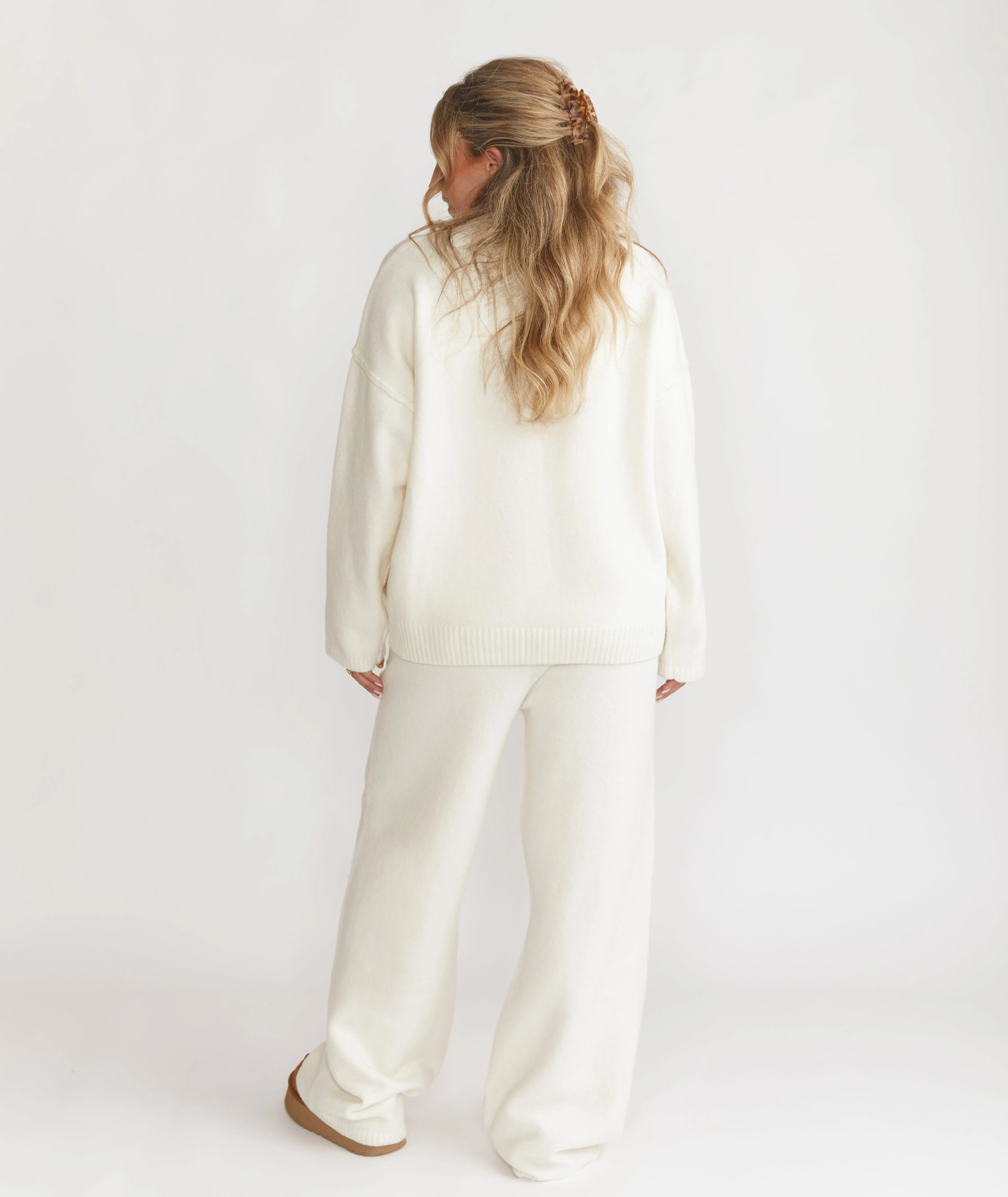 Limited Edition Relaxed Wide Leg Trousers - Cream