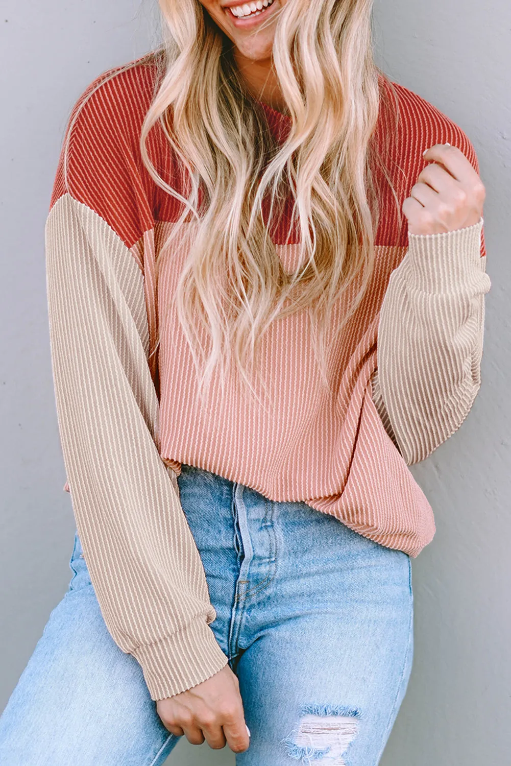 Long Sleeve Ribbed Loose Top