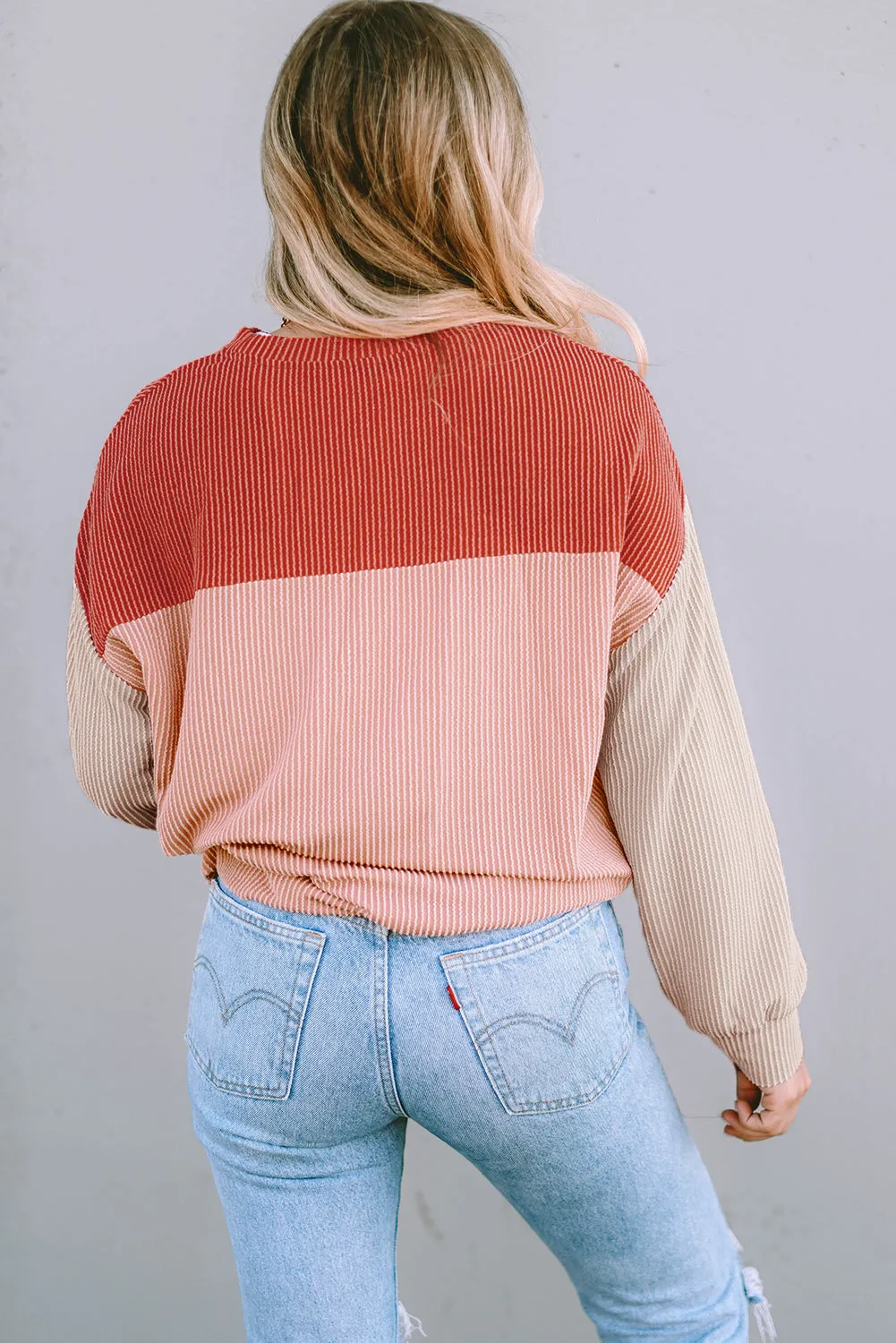 Long Sleeve Ribbed Loose Top