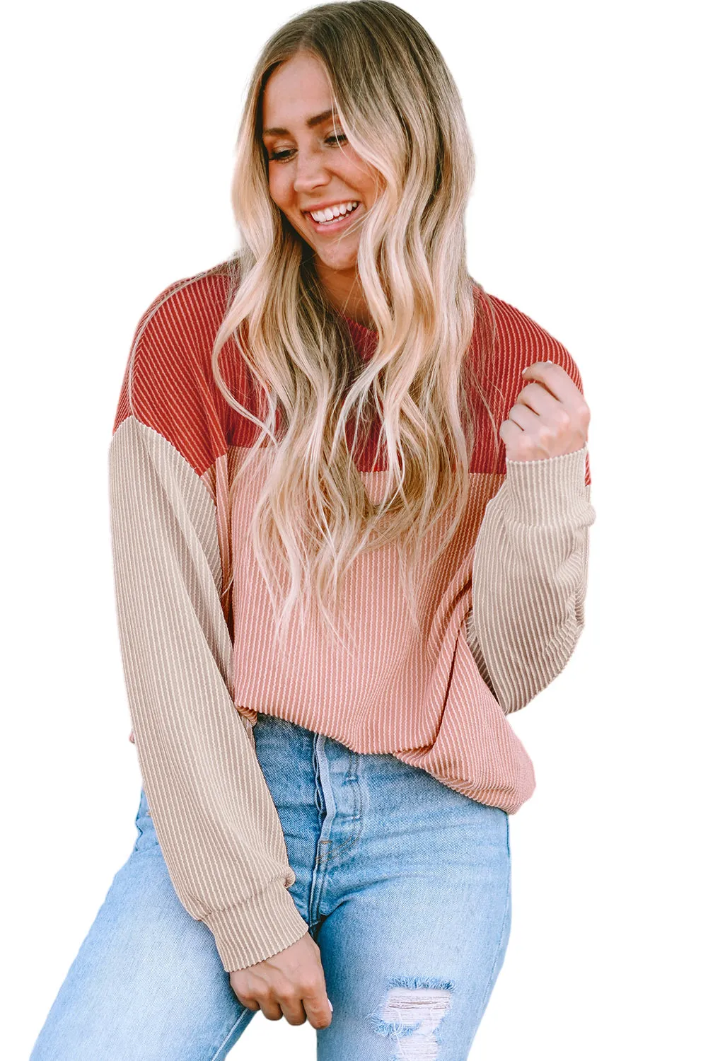 Long Sleeve Ribbed Loose Top