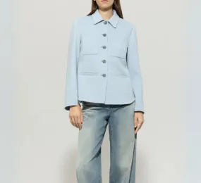 LUISA CERANO -  Double Faced Wool Jacket with Pocket Details in Sky Blue