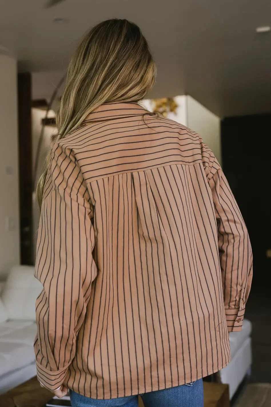 Matilda Striped Button Up in Brown - FINAL SALE