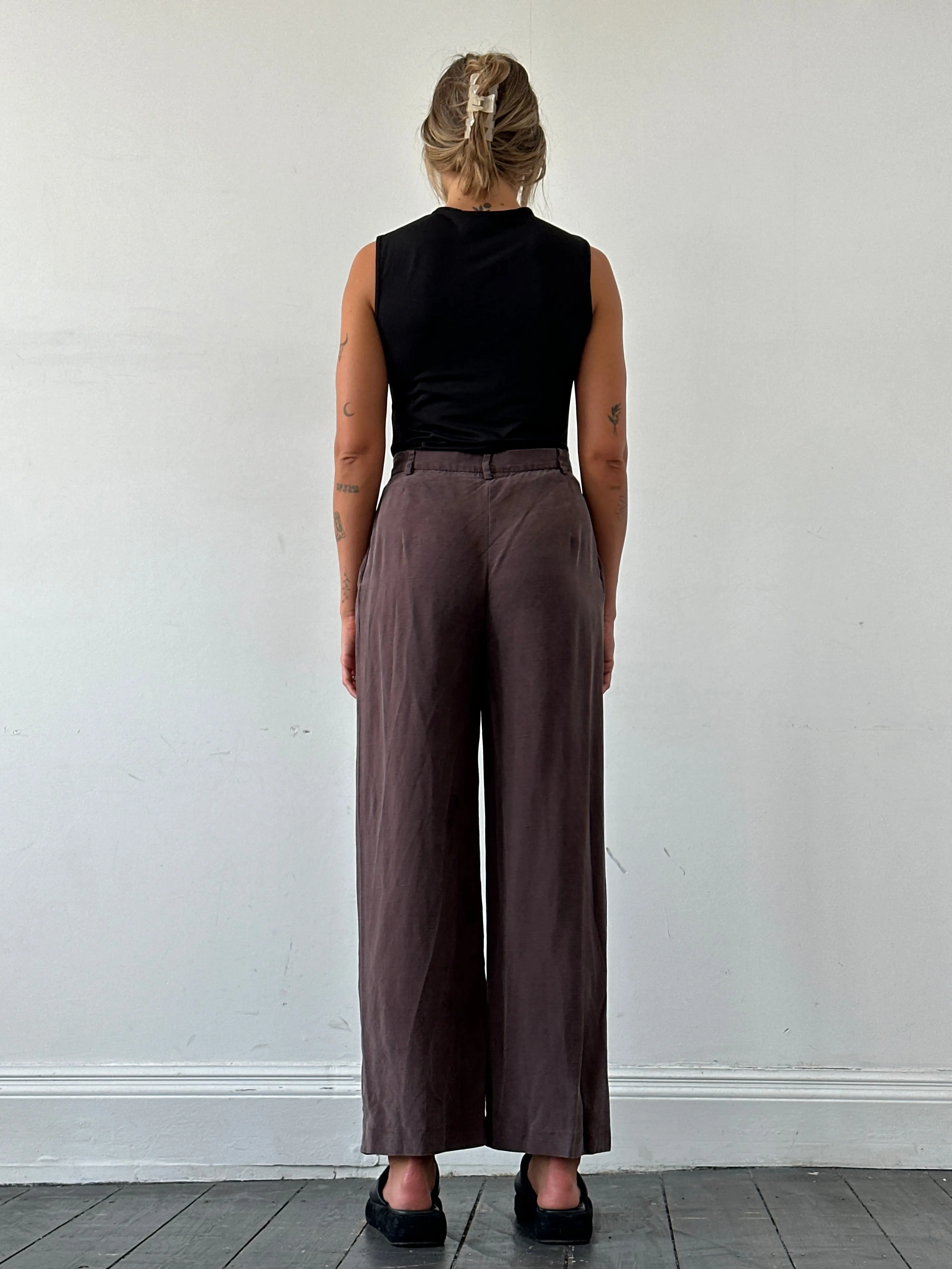 Max Mara Pure Silk Wide Leg High Waisted Trousers - W28