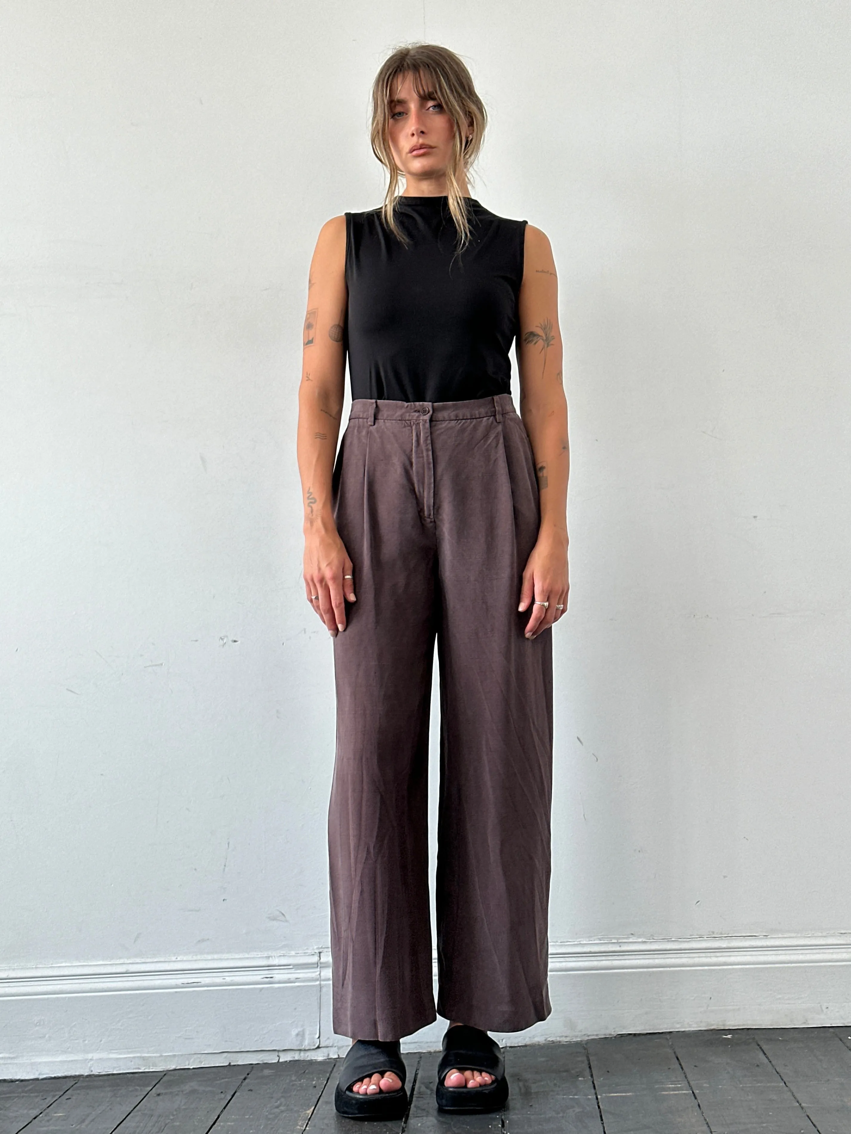 Max Mara Pure Silk Wide Leg High Waisted Trousers - W28