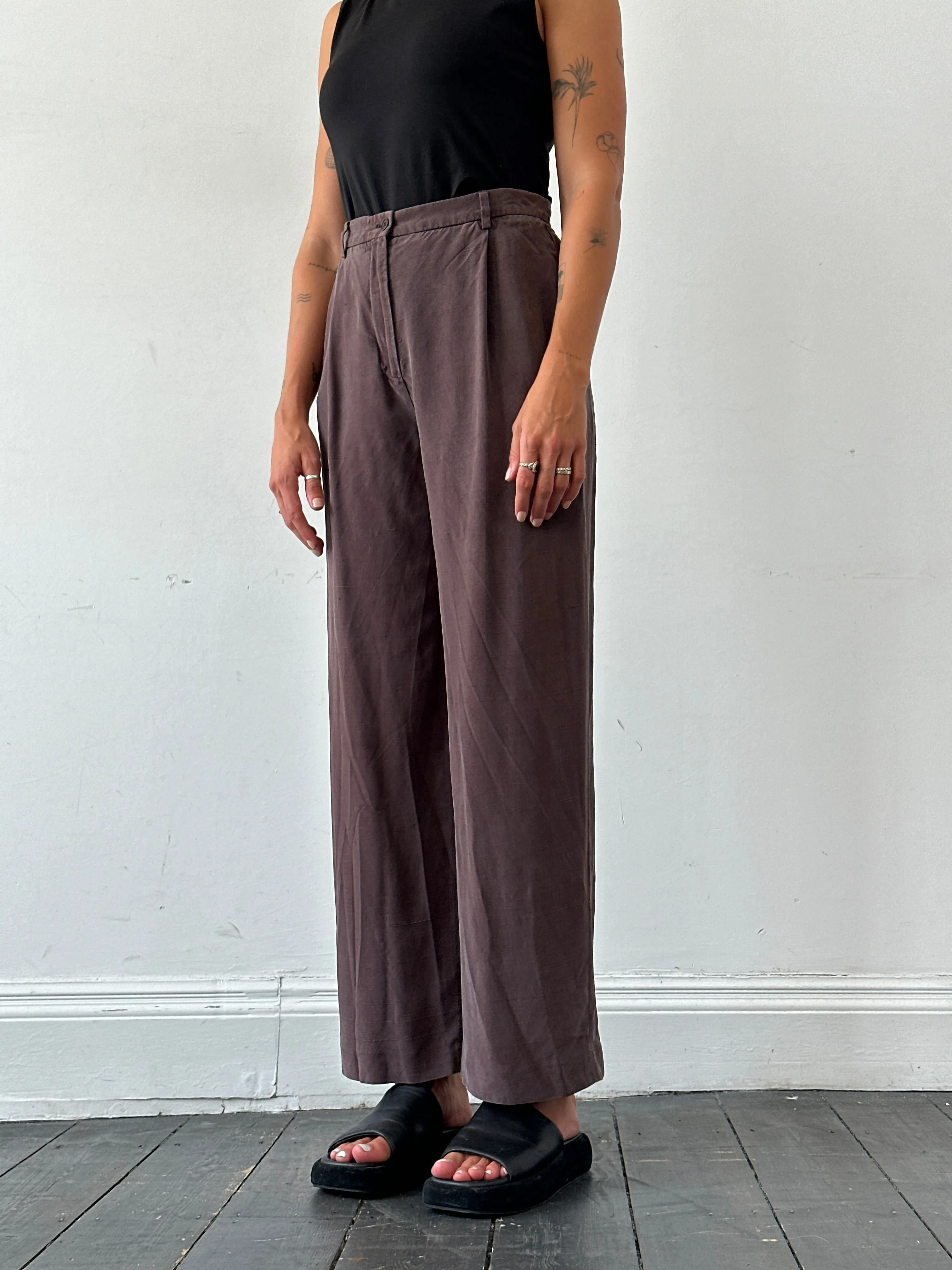 Max Mara Pure Silk Wide Leg High Waisted Trousers - W28