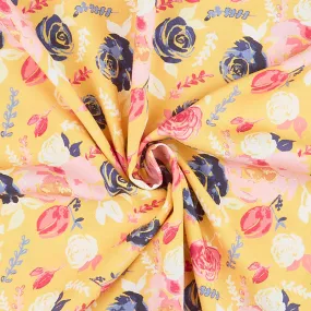 Melissa Mora - Floral Gold Rayon Yardage