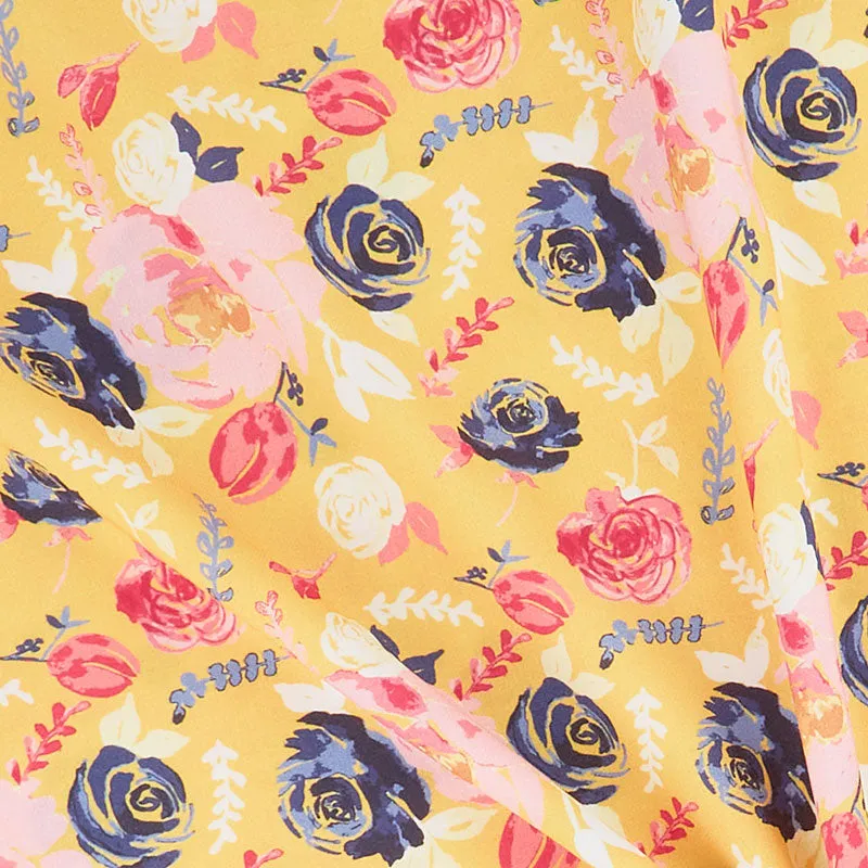 Melissa Mora - Floral Gold Rayon Yardage