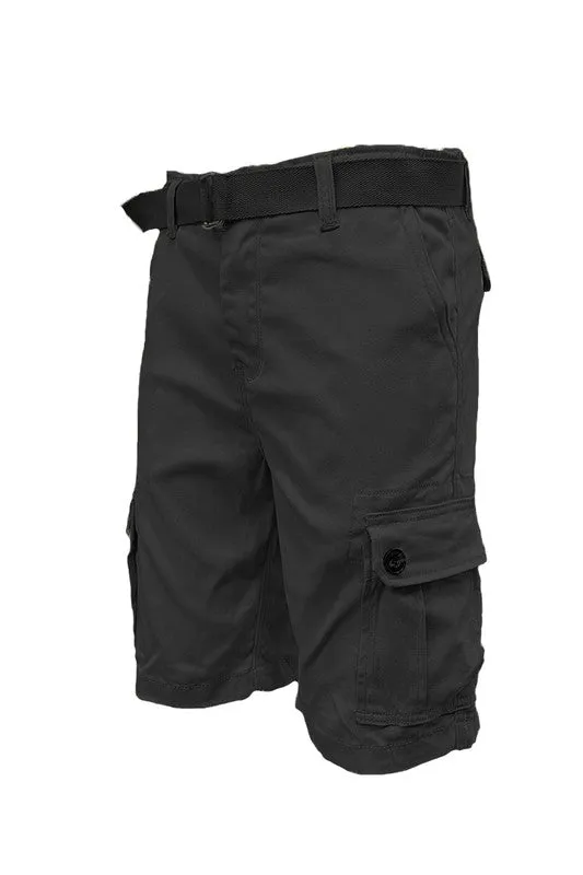 Mens Belted Cargo Shorts with Belt