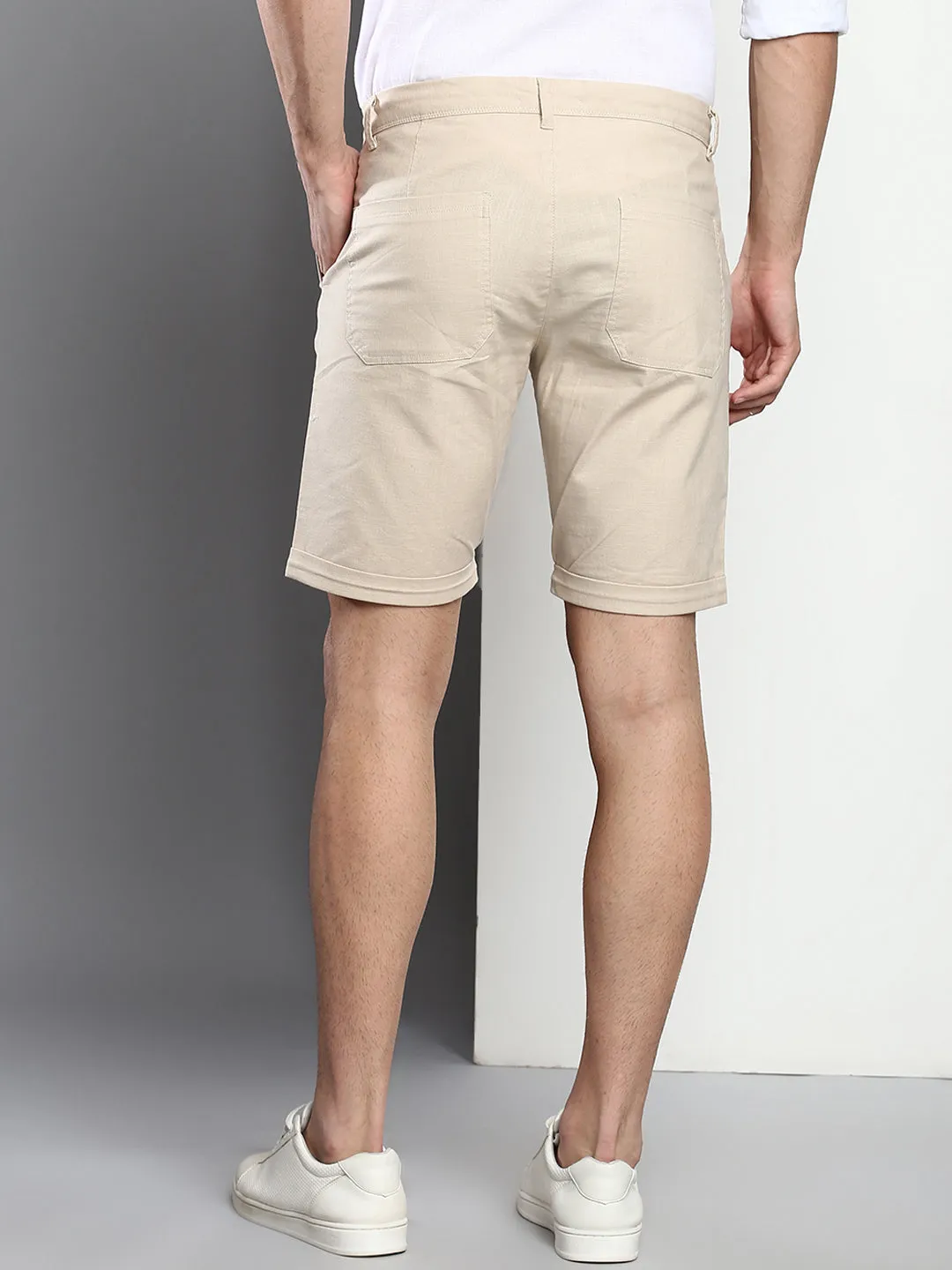 Men's Fawn Slim Fit Mid Rise Casual Cotton Shorts