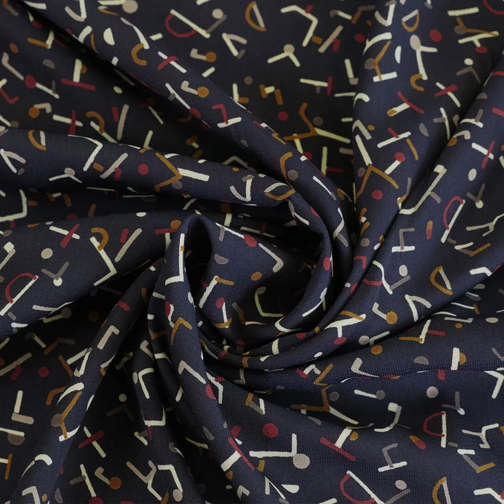 Monroe - Navy, Jumbled Woven Crepe Fabric Sample