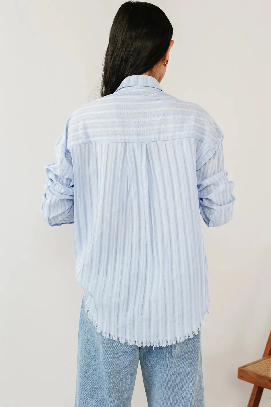 Nyah Striped Button Up in Blue - FINAL SALE