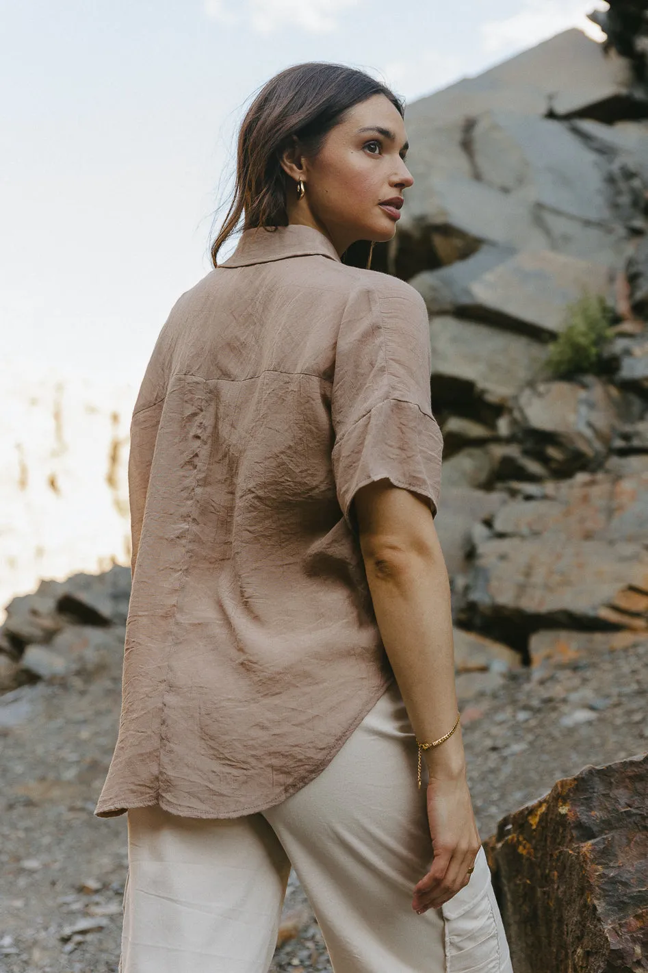 Rhonda Button Up in Taupe - FINAL SALE