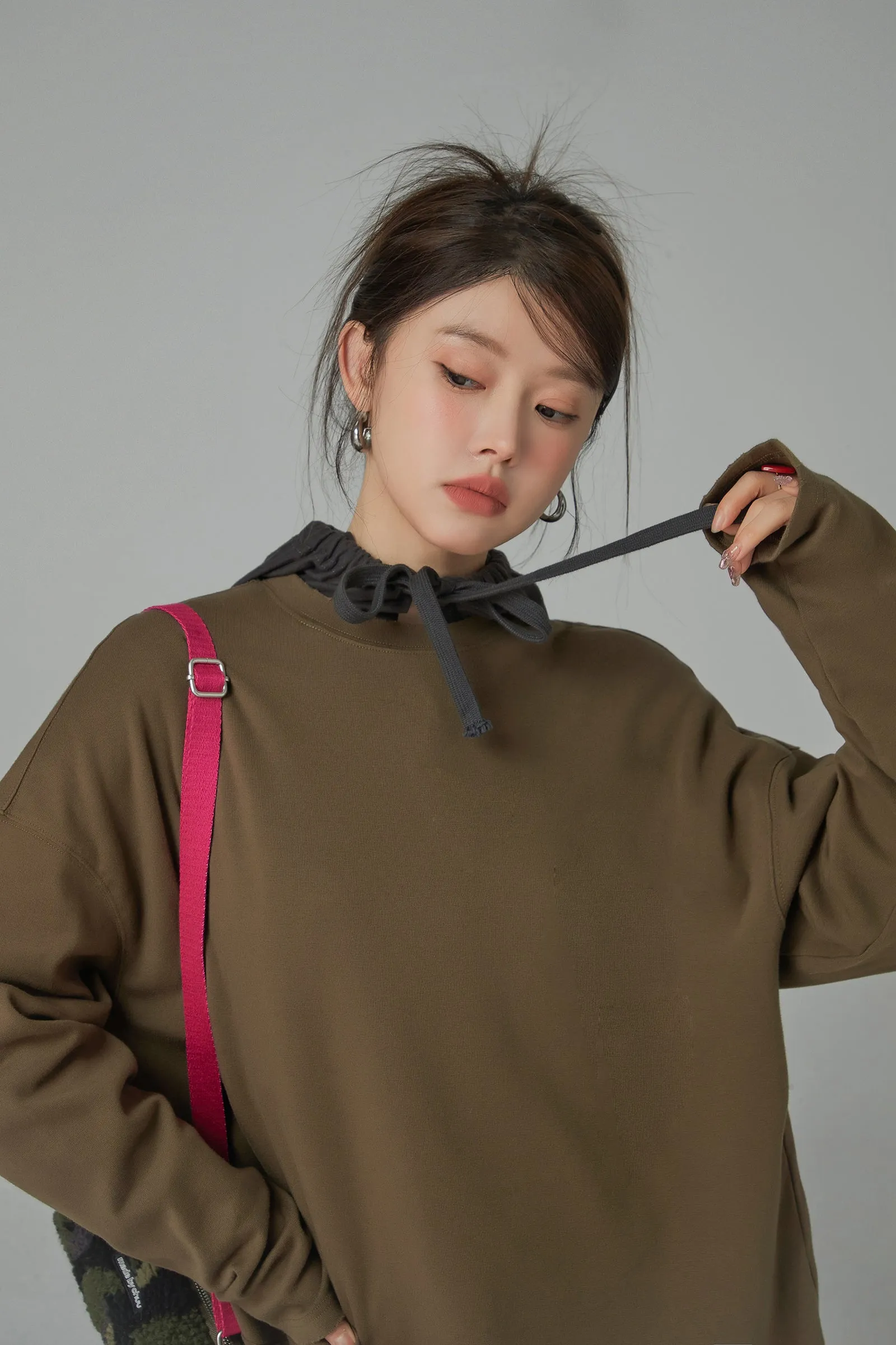 Round Neck Loose Fit Long-Sleeves Top