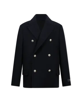 Short Felted Wool Double Breasted Peacoat