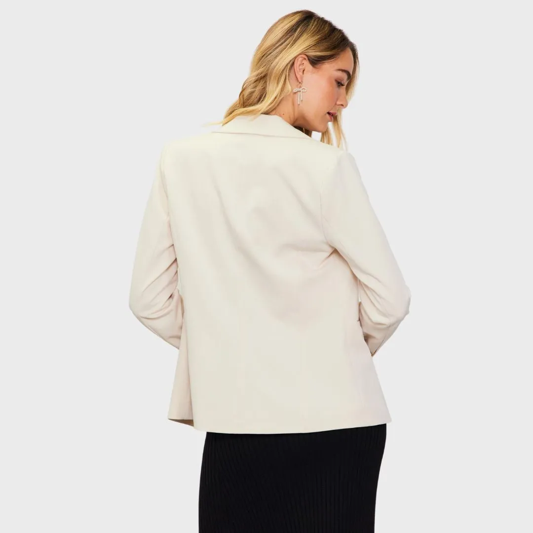 Tailored Single Button Blazer (Cream)