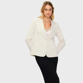 Tailored Single Button Blazer (Cream)