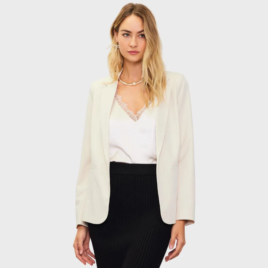 Tailored Single Button Blazer (Cream)