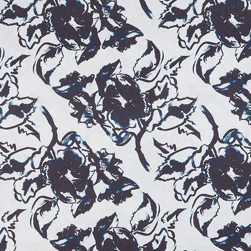 Tammie Green - Hibiscus Gray Rayon Yardage