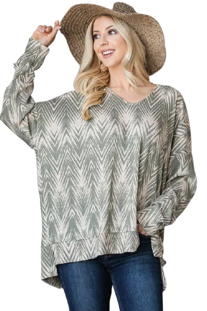 Warm Chevron Print Top