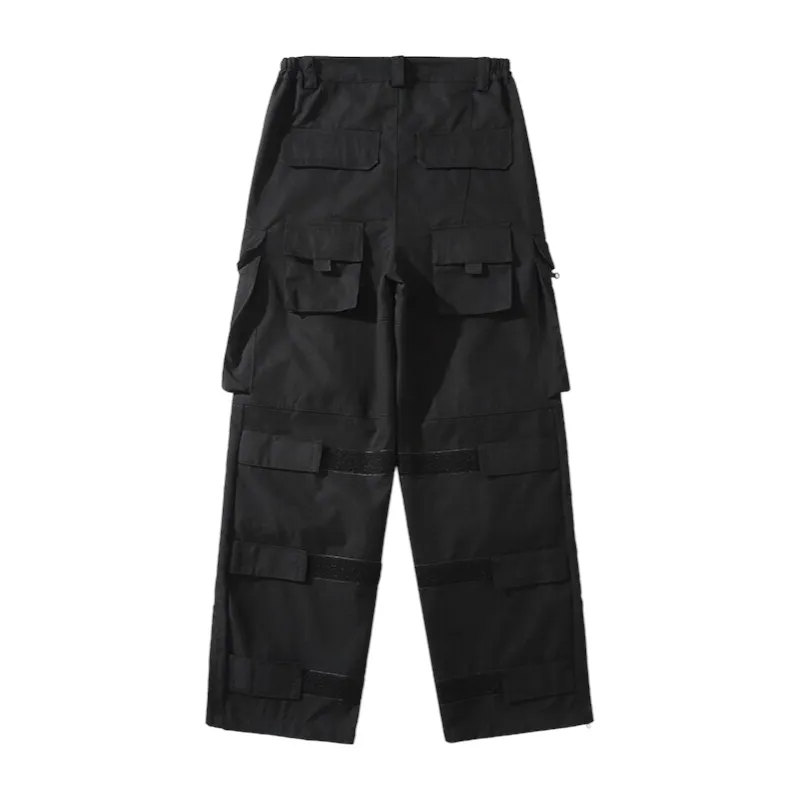 Wide leg cargo pants with 3-D pockets