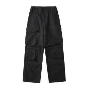 Wide leg cargo pants with 3-D pockets