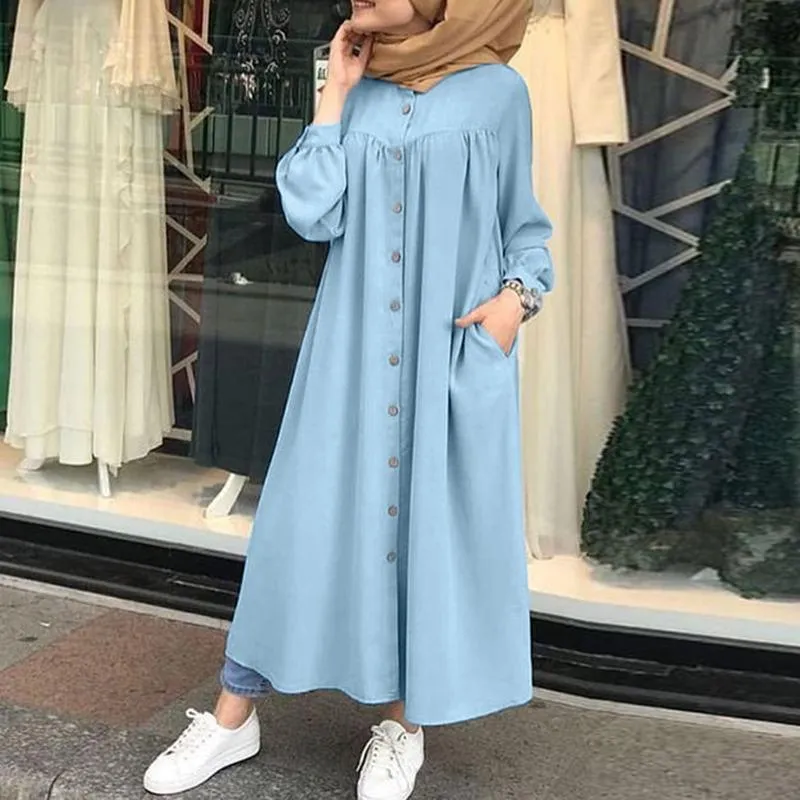 Women Leisure Long Sleeves Shirt Dresses