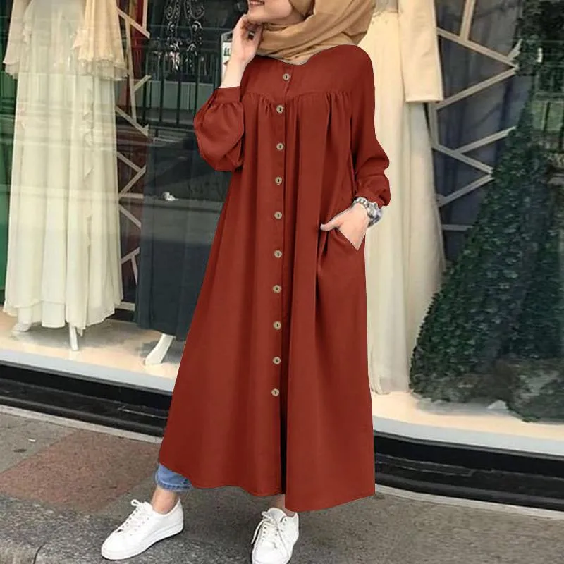 Women Leisure Long Sleeves Shirt Dresses