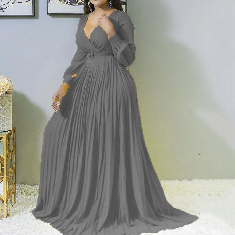 Women V Neck Plus Size Long Dresses