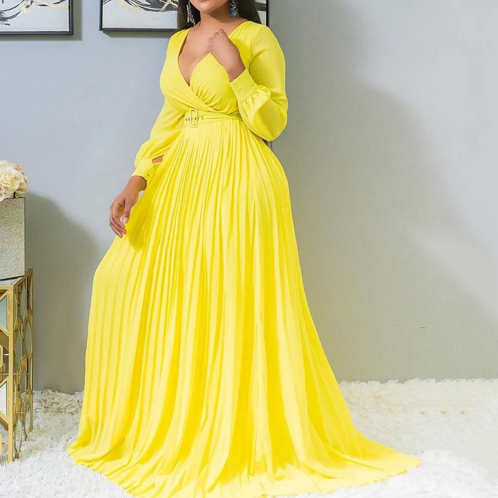 Women V Neck Plus Size Long Dresses