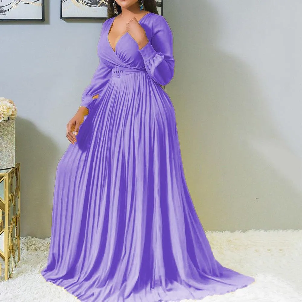 Women V Neck Plus Size Long Dresses