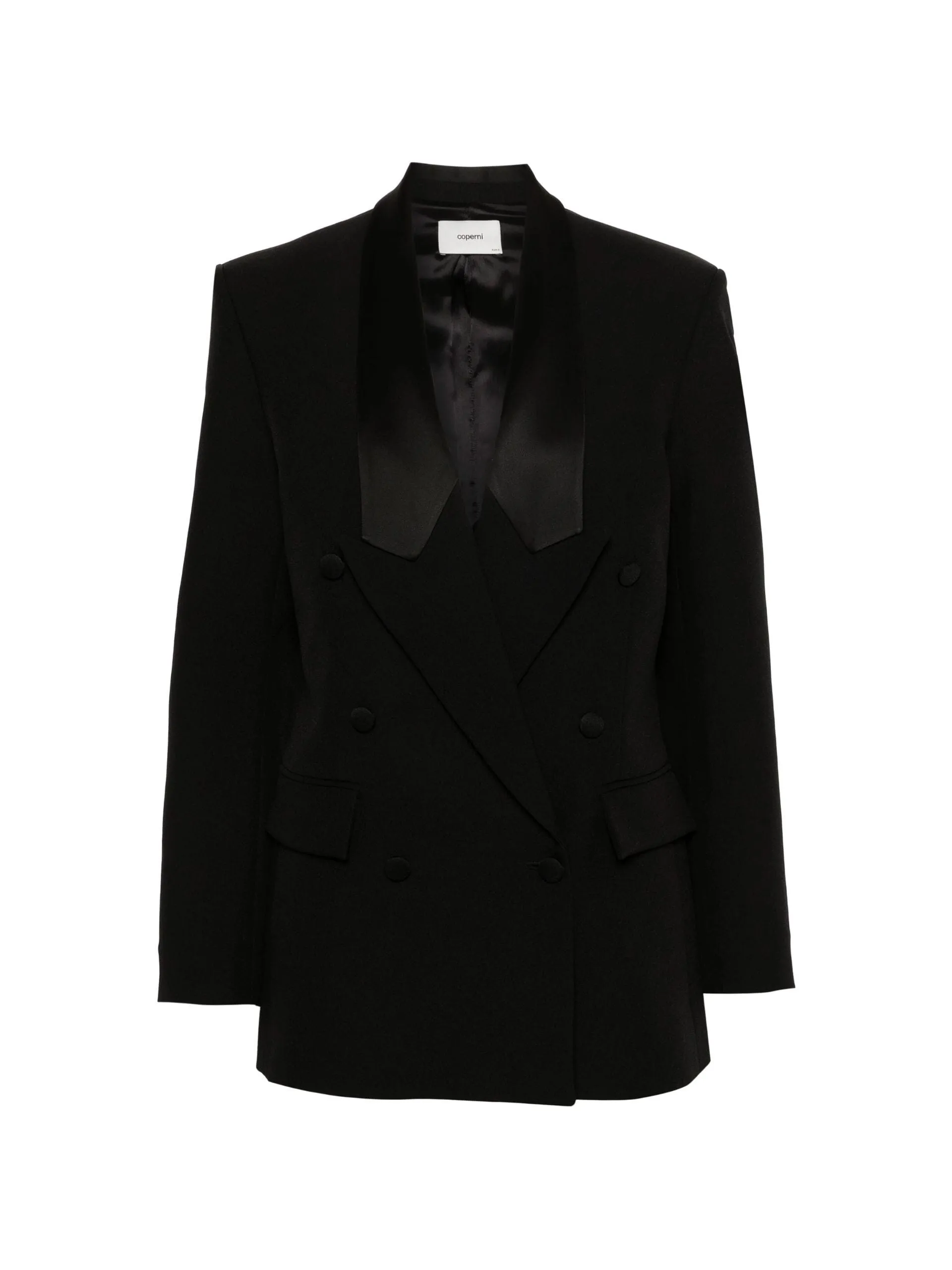 Woven Double Breasted Tailored Jacket / Black