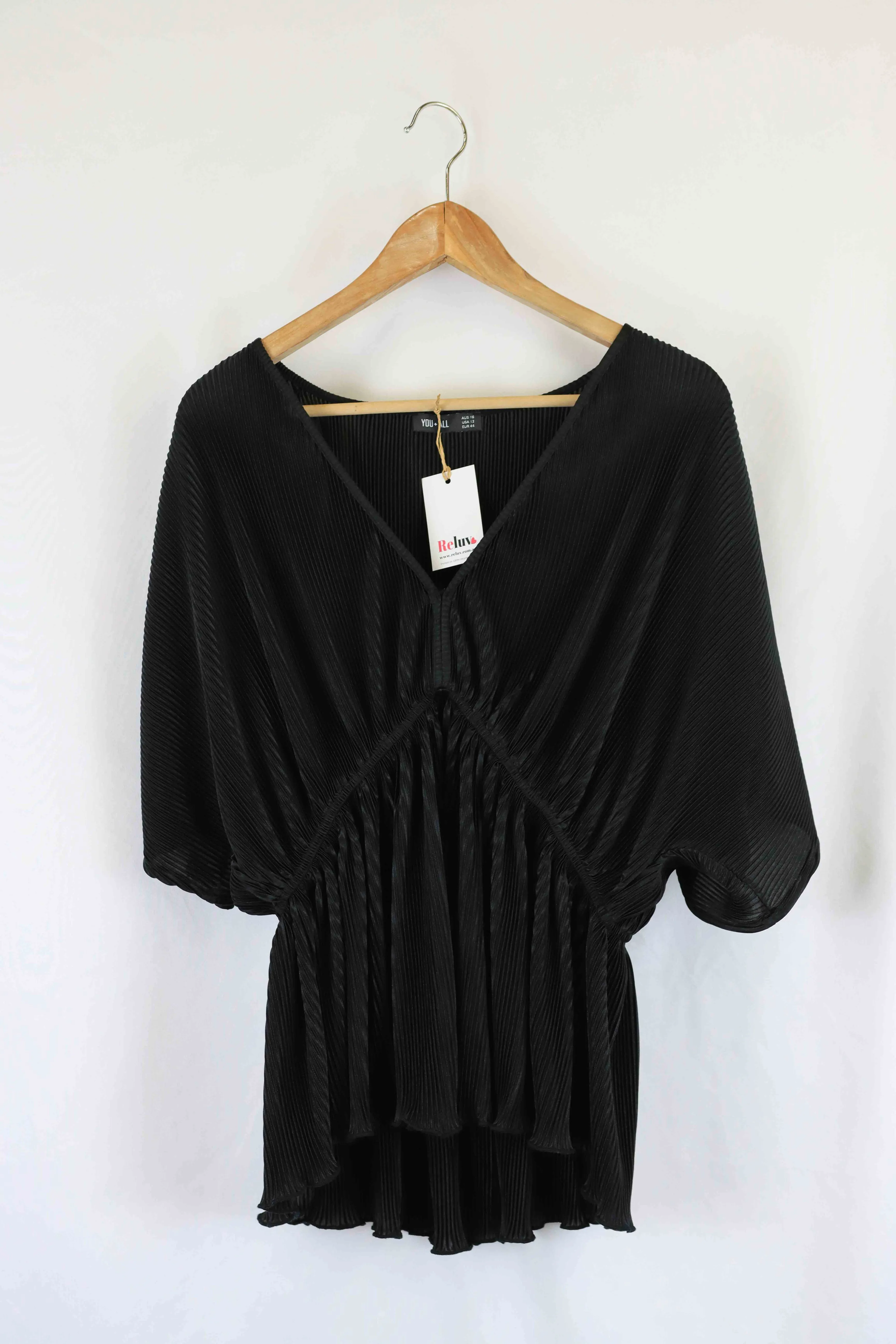 You   All Black Flowy V Neck Top 16